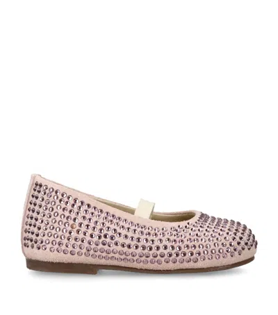 Babywalker Kids' Crystal-embellished Mary Janes In Pink