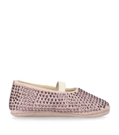 Babywalker Kids' Crystal-embellished Mary Janes In Pink
