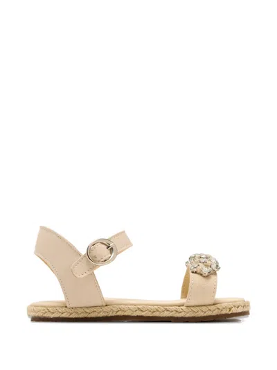 Babywalker Kids' Crystal-embellishments Buckled Open-toe Sandals In Neutral