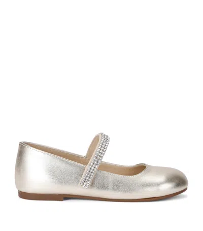 Babywalker Kids' Crystal-strap Ballet Flats In Gold