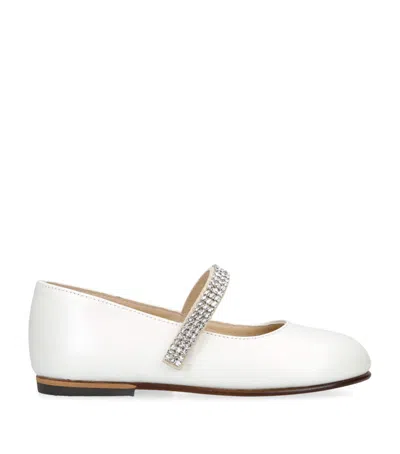 Babywalker Kids' Crystal-strap Ballet Flats In Nude