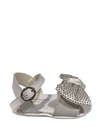 Babywalker Kids' Crystal-embellished Bow Sandals In Gray
