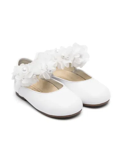 Babywalker Kids' Floral-appliqué Ballet Flats In White