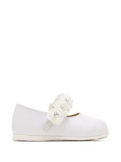 Babywalker Kids' Floral-embellished Ballet Flat In White