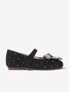 Babywalker Girls Suede Swarovski Bow Ballerinas In Black