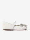 Babywalker Girls Suede Swarovski Bow Ballerinas In White