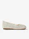 Babywalker Girls Suede Swarovski Crystals Allover Ballerinas In Metallic