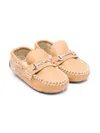 Babywalker Grained-leather Loafers In Brown
