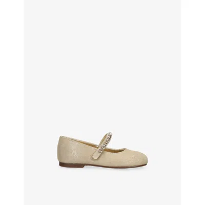 Babywalker Kids' Crystal-strap Woven Ballet Flats Gold Eur 20 / 4 Uk