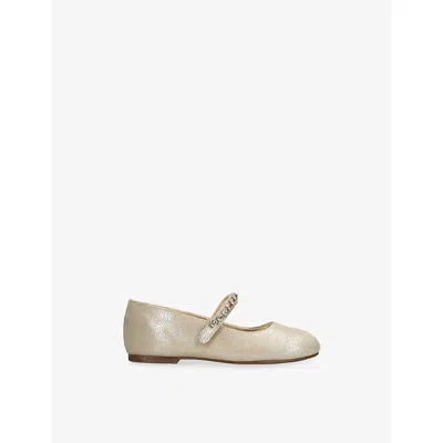Babywalker Kids' Crystal-strap Woven Ballet Flats Gold Eur 30 / 12 Uk