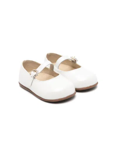 Babywalker Kids' Leather Ballerina Shoes In White