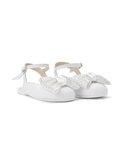 Babywalker Kids' Leather Ballerina Shoes In White