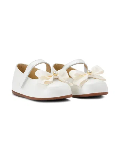 Babywalker Kids' Leather Ballerina Shoes In White