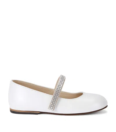 Babywalker Kids' Leather Embellished Ballet Flats In Nude
