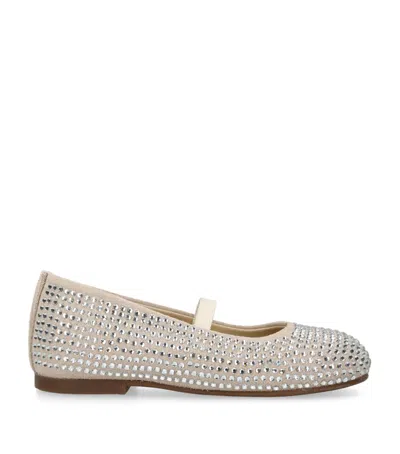 Babywalker Kids' Leather Swarovski Crystal-embellished Flats In Ivory
