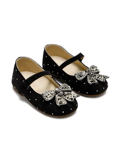 Babywalker Kids' Rhinestone-embellished Ballerina Shoes In Black