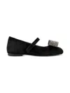 Babywalker Rhinestone-embellished Bow Ballerina Shoes In Black