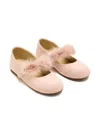 Babywalker Rhinestone-embellished Fur-strap Ballerinas In Neutral