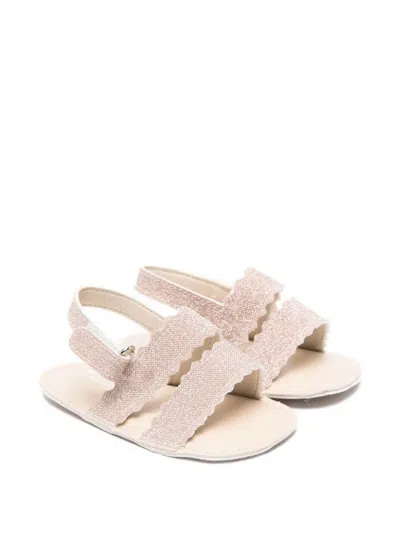 Babywalker Babies' Scalloped-strap Glitter Sandals In Gold