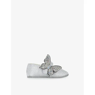 Babywalker Babies' Kids' Crystal-embellished Butterfly Woven Crib Shoe In Silver