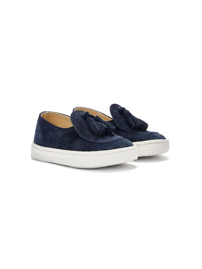Babywalker Kids' Tassel-detail Suede Loafers In Blue