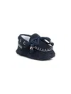 Babywalker Whipstitch-trim Suede Pre-walkers In 蓝色