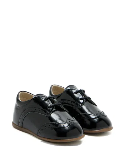 Babywalker Kids' Wingtip Perforated Loafers In Black