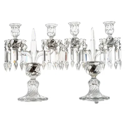 Pre-owned Baccarat 1 Of The 2 Beautiful  Clear Crystal Candelabras For 2 Candles, France In Gray