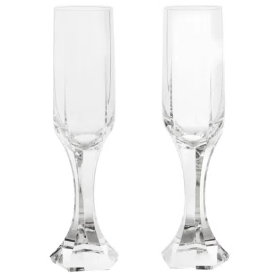 Pre-owned Baccarat 12  "mercure" Fluted Champagne Glasses In Gray