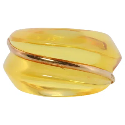 Pre-owned Baccarat 18k  Ring. Yellow Crystal Retro Coquillage Ring.