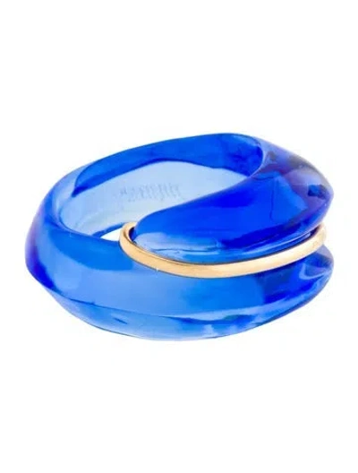 Pre-owned Baccarat 18k Crystal Coquillage Ring In Blue
