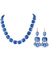 Baccarat 18k Yellow Gold Blue Crystal Necklace And Earrings Set Bc04-051925 In Blue