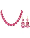 Baccarat 18k Yellow Gold Red Crystal Necklace And Earrings Set Bc03-051925 In Pink