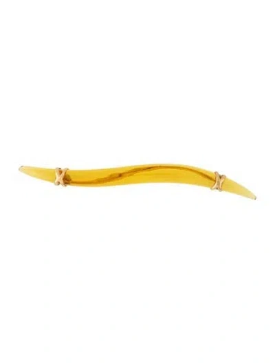 Pre-owned Baccarat 18k Glass Pin Brooch In Yellow
