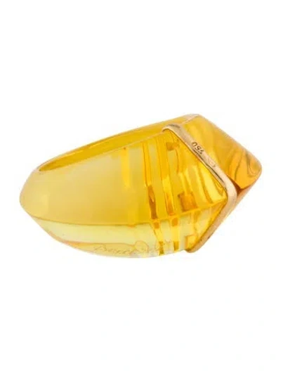 Pre-owned Baccarat 18k Glass Ring In Yellow