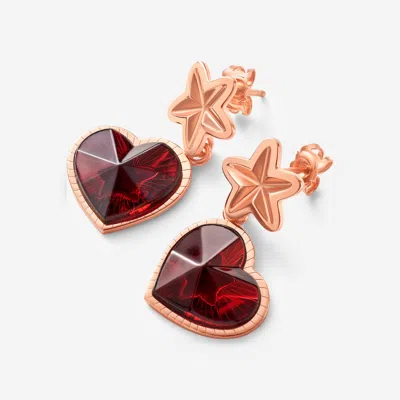 Baccarat 18k Gold Plated On Sterling Silver, Crystal Heart And Star Drop Earrings