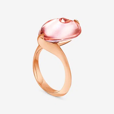 Baccarat 18k Gold Plated On Sterling Silver, Mirror Crystal Statement Ring 2806957 In Pink
