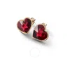 Baccarat 18k Gold Plated On Sterling Silver, Crystal Heart Earrings In Red