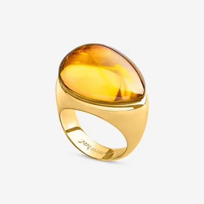 Baccarat 18k Plated On Sterling Silver, Honey Crystal Statement Ring In Gold