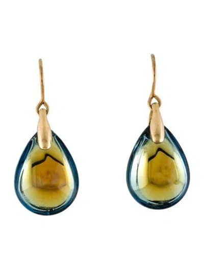 Pre-owned Baccarat 18k Psydelic Drop Earrings In Multi