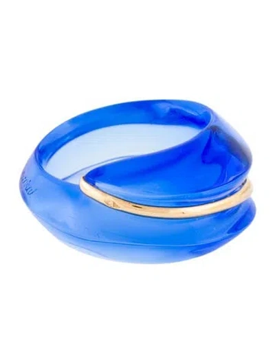 Pre-owned Baccarat 18k Resin Cocktail Ring In Blue