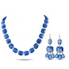 Baccarat 18k Yellow Gold Blue Crystal Necklace And Earrings Set Bc04-051925 In Blue