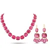 Baccarat 18k Yellow Gold Red Crystal Necklace And Earrings Set Bc03-051925 In Pink