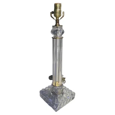 Pre-owned Baccarat 1910-20 Antique Tall French Crystal Columnar Table Lamp By  In Transparent