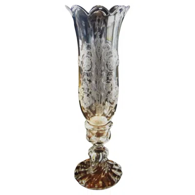 Pre-owned Baccarat 1940's French Hollywood Regency Signed  2 Piece Candle Lamp "swirl" In Gray