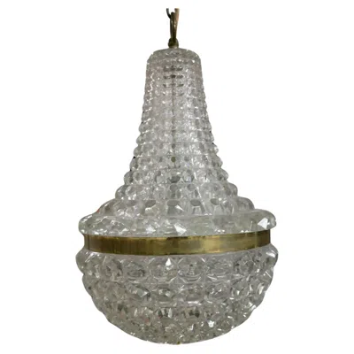 Pre-owned Baccarat 1950's French Mid Century Modern Formed Glass Bag And Tent Chandelier -  In Transparent