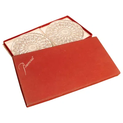Pre-owned Baccarat 1950s Pair Of  Crystal Wine Bottle Plates With Case In Red