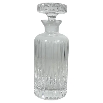 Pre-owned Baccarat 1960s Italian Ribbed Crystal Glass Decanter In Gray