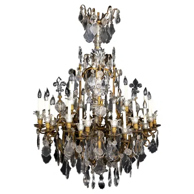 Pre-owned Baccarat 19th C French Ormolu Mtd. Multi-arm  Crystal Chandelier, W/ Fleur De Lis In Gold