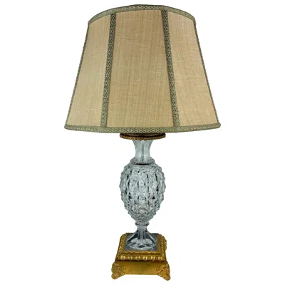 Pre-owned Baccarat 19th Century Bronze Mounted  Cut Crystal Pineapple Form Lamp In Gold